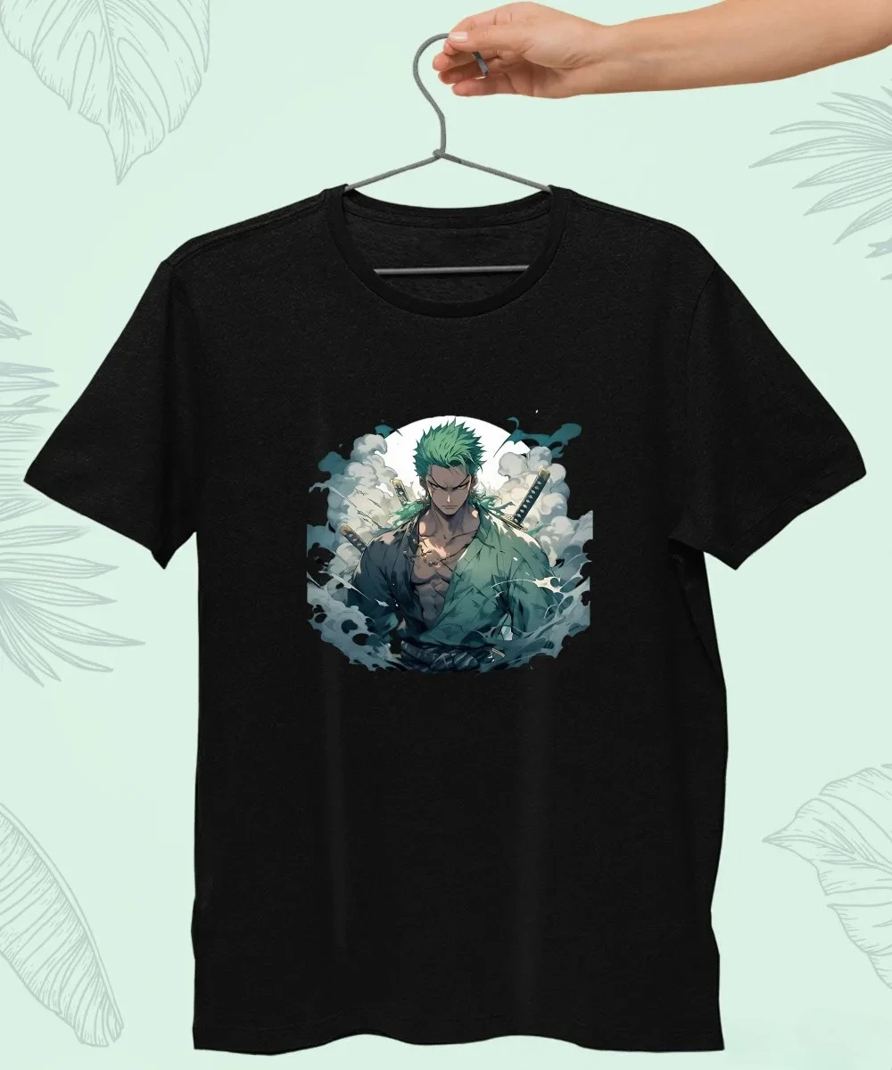 

One Piece Anime Men's T-shirt Roronoa Zoro Print Cosplay Youth Oversize Cotton Short Sleeve Top Casual Fashion Clothes Tee Y2k