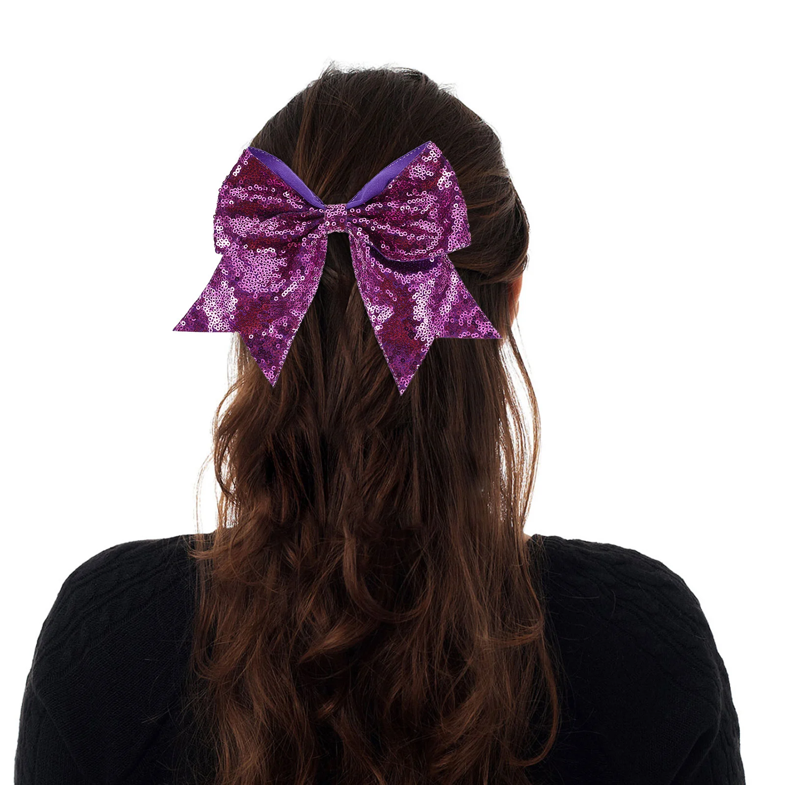 

2 Pcs Hair Bows for Girls Children's Headwear Tie Swallowtail Sequins 2pcs 14 Dark Purple Ribbons Ties Thin Buns