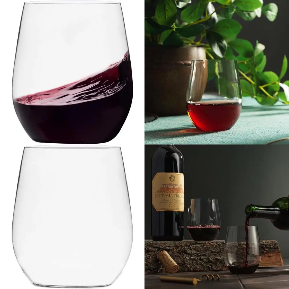 

48-Count Disposable 12 Oz Clear Plastic Stemless Wine Glasses, Shatterproof, Recyclable, BPA-Free