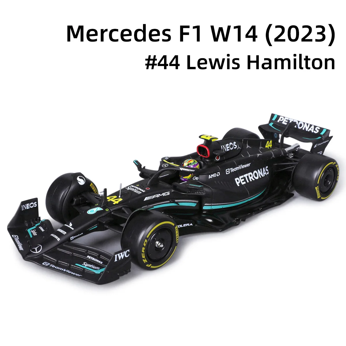 Bruago 1:24 Mercedes 2023 W14 E Performance  44 Hamilton F1 Formula Racing Static Simulation Alloy Model Toy Collection