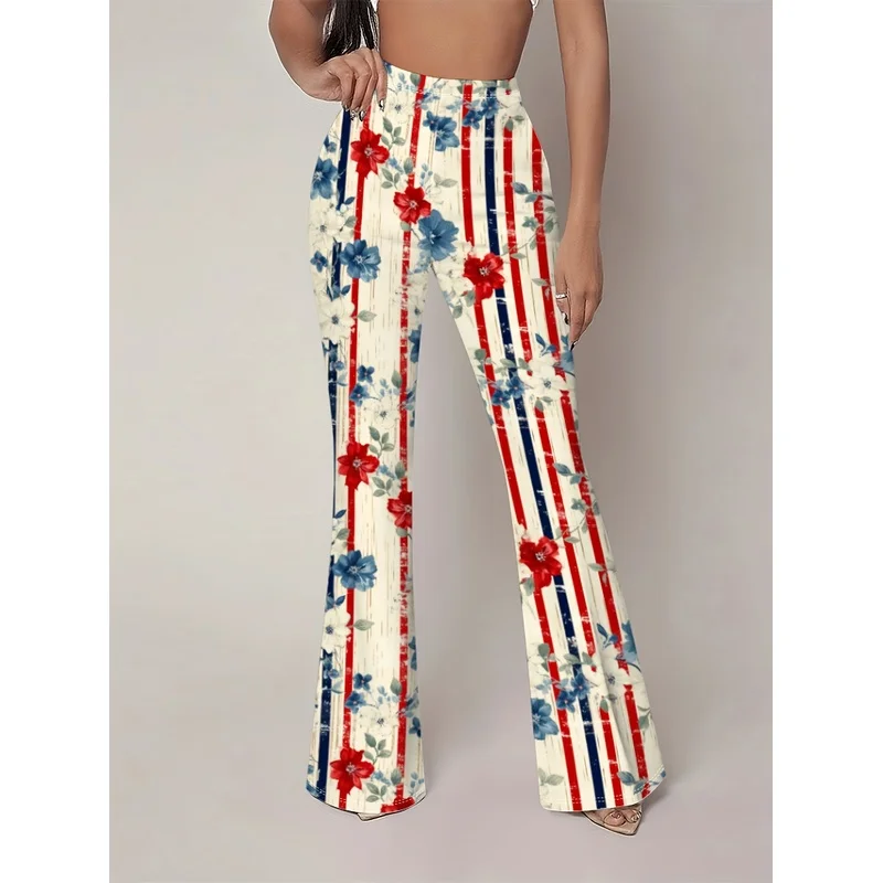 2026 Printed flared pants for teenagers aged 7-16, suitable for daily street wear and suitable for all seasons.