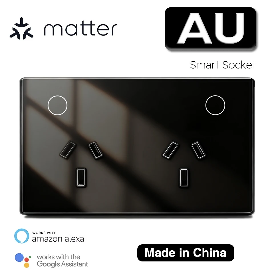 

Умная настенная розетка Matter, тип 120, вилка AU, розетка 16 А, сенсорный выключатель, беспроводной пульт дистанционного управления, Alexa Google Home