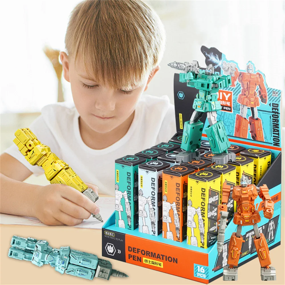 Kids Robot Model Toy Children Deformation Toy Creative Transformation Robot Figure Pen Robot Deformation Pen Stationery Supplies