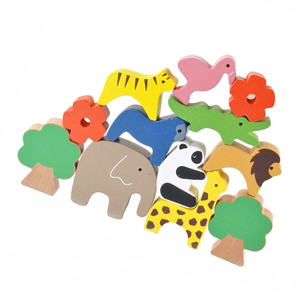 Toy Animal Seesaw Kids Toys Puzzle Wooden Stacking Blocks Animals Stacks Building Balancing Toddler Child