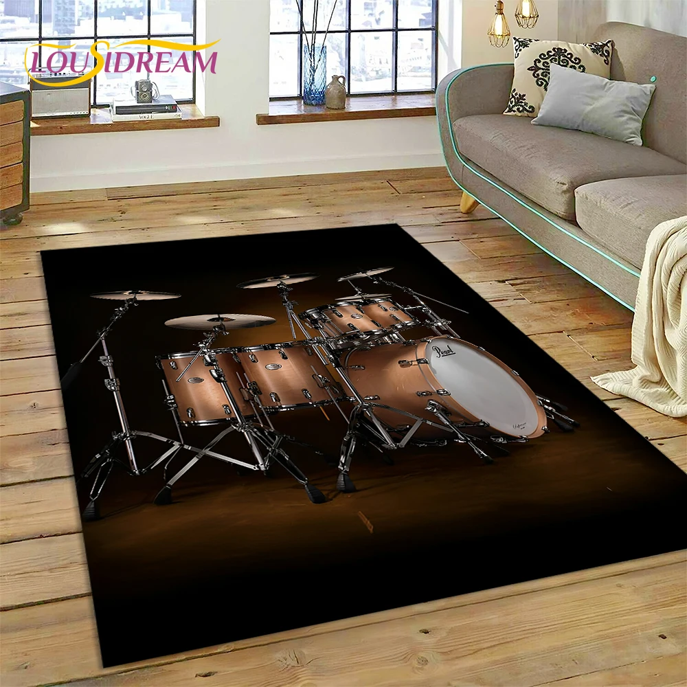 Drum Kit Music Instruments Drum Set Carpet Rug for Home Living Room Bedroom Sofa Doormat Decor,kids Area Rug Non-slip Floor Mat