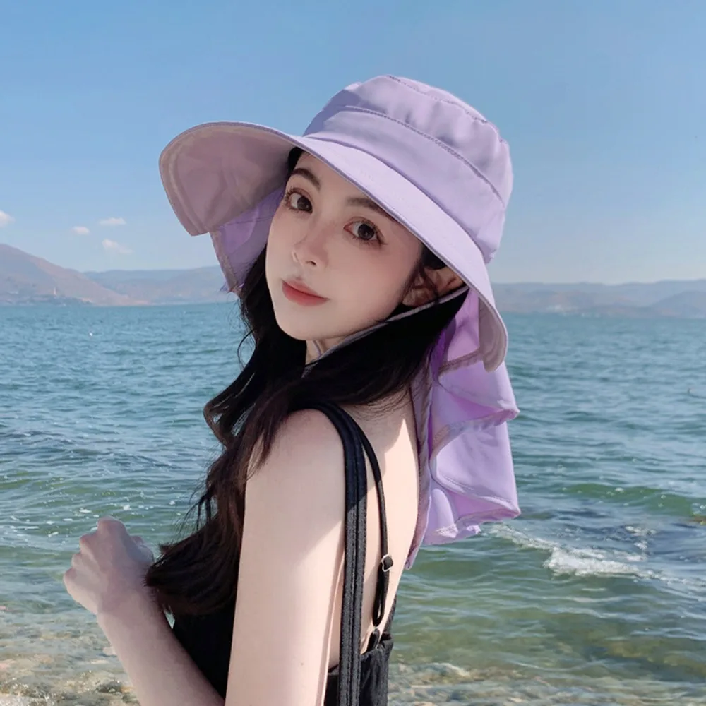 

Big Bowknot Sunshade Bucket Hat with Ponytail Hole with Shawl Bow Sun Hat UPF 50+ Adjustable Aiti UV Fishman Hat For Women