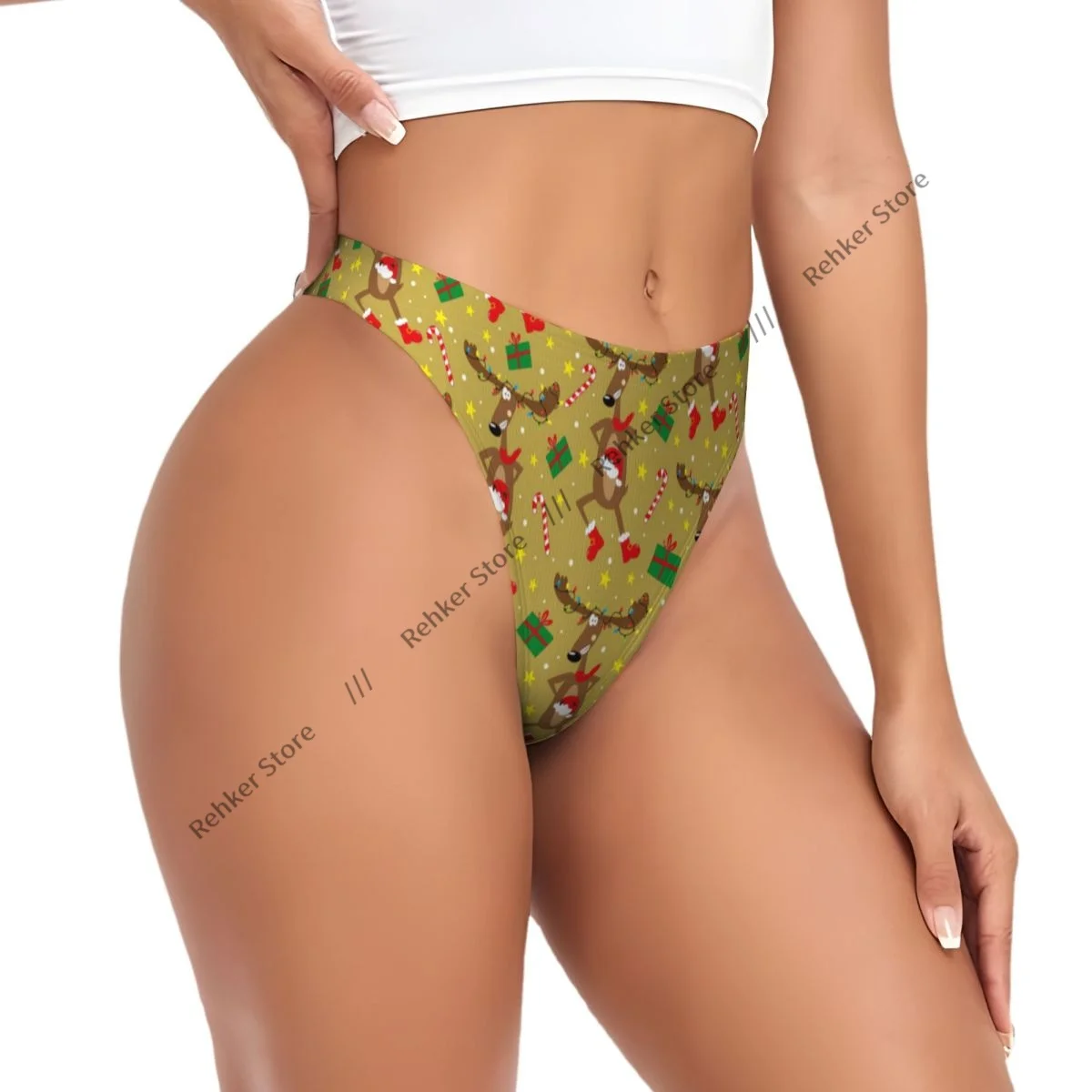 Sexy G-string Thongs Women Panties Cartoon Reindeer Pattern Underwear Lingerie Tanga