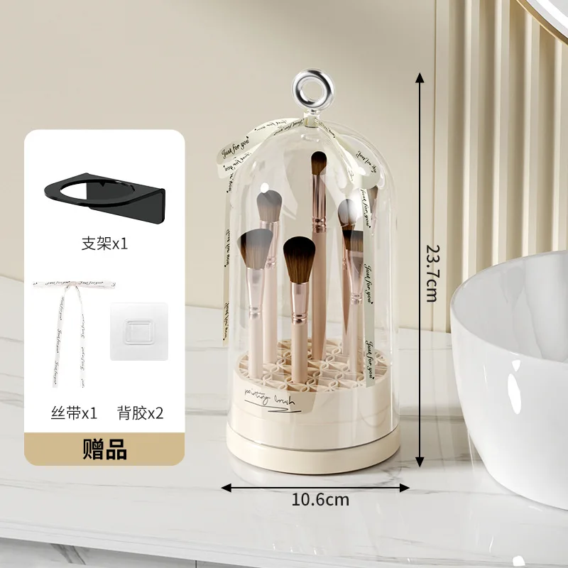 뚜껑이 있는 투명 회전 펜꽂이 방진 상자, 메이크업 브러쉬 보관 튜브, 뷰티 메이크업 브러쉬, 눈썹 브러쉬 보관 상자