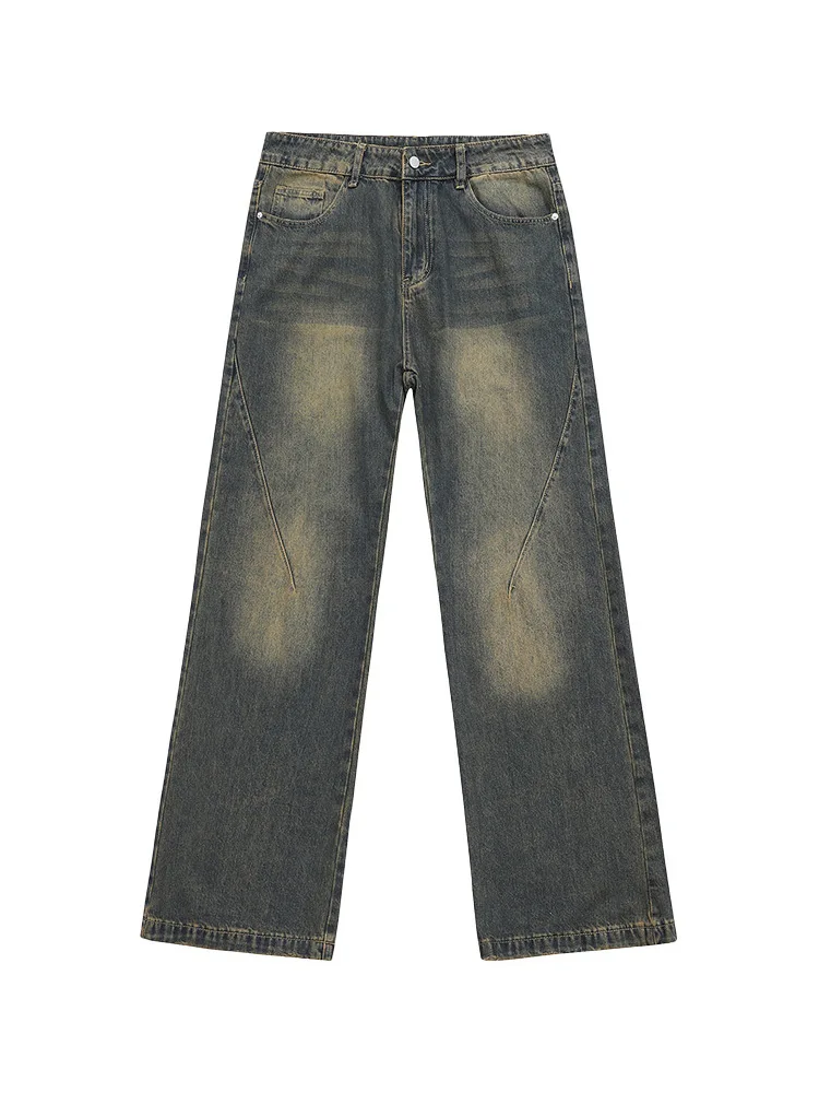 

Men's Straight Jeans Baggy Autumn and Winter Stretch Make old style Fashion Wide leg pants Good quality Casual trousers