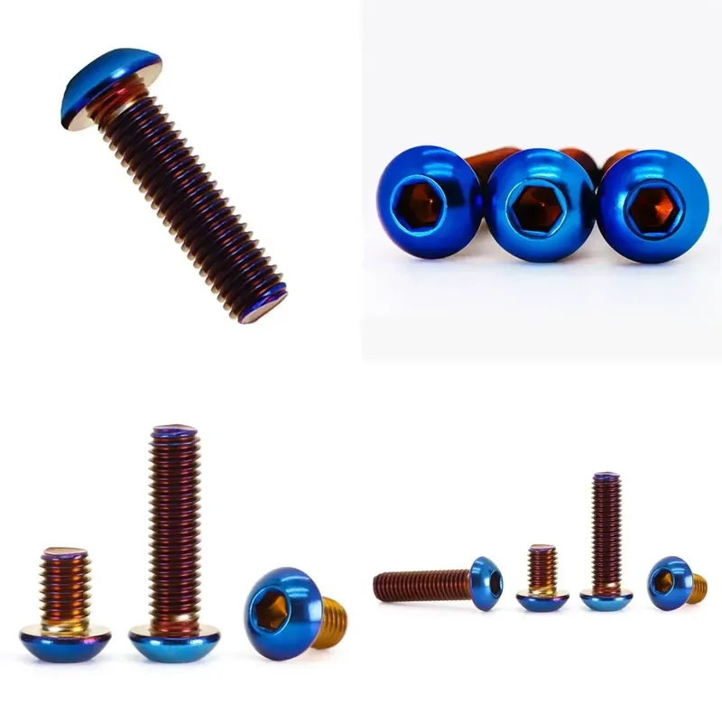 M4 M5 M6 M8 Rainbow Burnt Blue Round Head Hexagon Screws PVD Coated 304 Stainless Steel Motorcycle Modification Bolts