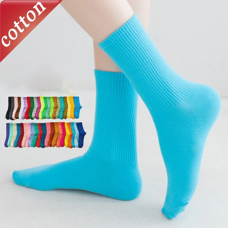 

Women's Socks Harajuku Japanese Sweet Solid Color Candy Color Fashionable Verstaile Sports Comfortable Cotton Socks For Girl