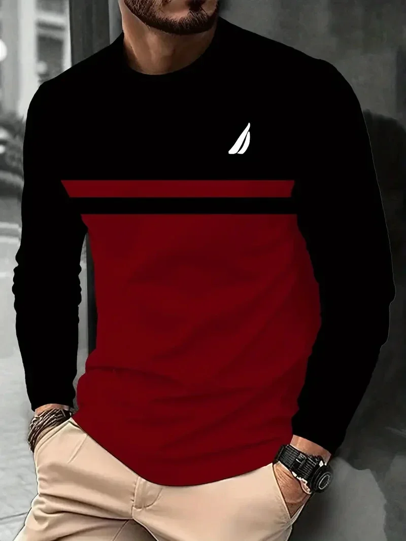 3D Print Men's T-shirt Four-season Long-sleeved Base Layer Shirt Simple Casual Streetwear Mens T Shirts Harajuku Sports T-shirt