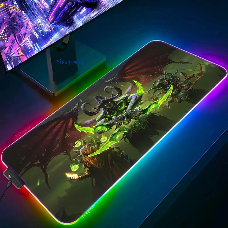 

RGB Gaming Mousepad World Of Warcraft Mouse Mats LED Large Gamer Mousepads XXL Luminous PC Desk Mat Mouse Pad Backlit WOW