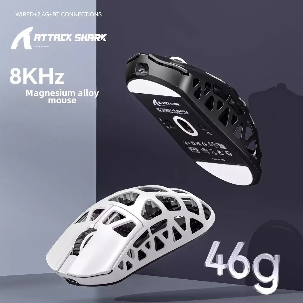Attack Shark R3 PAW3395 ratón inalámbrico de aleación de magnesio juego de deportes electrónicos controlador web de 26000DPI tasa de retorno máxima de 8KHz respuesta rápida