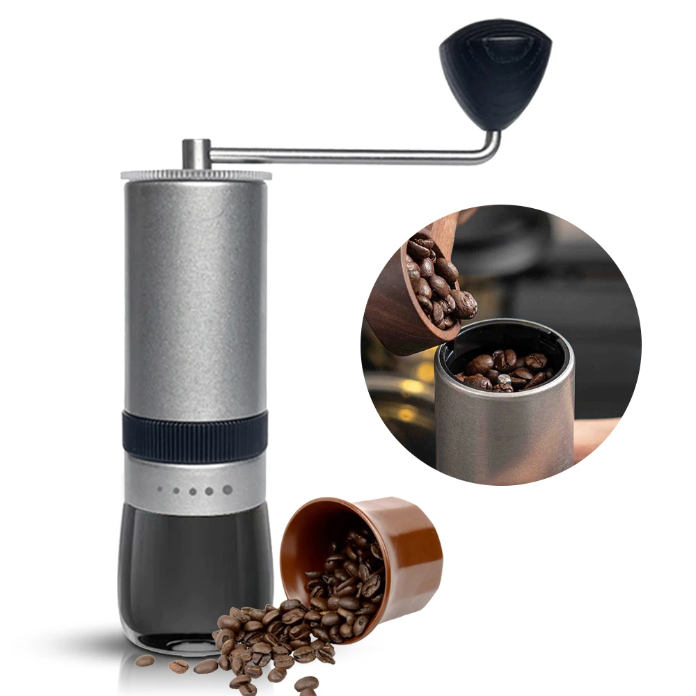 

Manual Coffee Bean Grinder CNC Stainless Steel Hand Coffee Mill Hand Crank Burr Grinder for Drip Coffee/Espresso/French Press