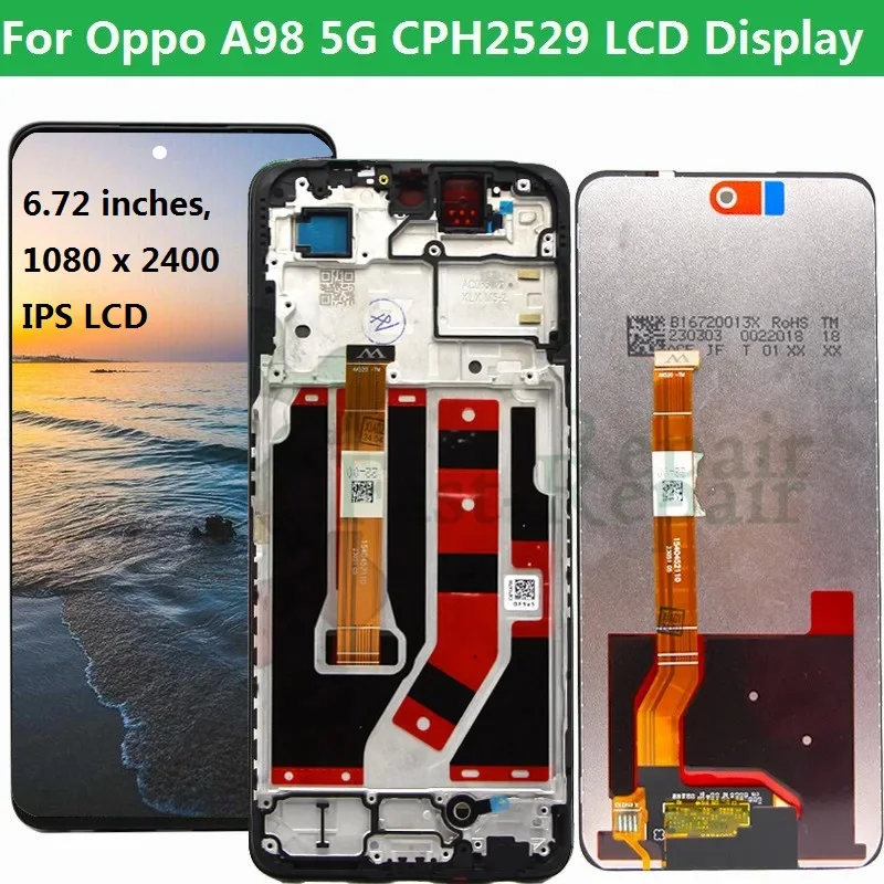 Schermo LCD Touch Con Cornice Per Oppo A98 5G (CPH2529) – Kit Di Ricambio Completo Con Strumenti, Garanzia 3 Mesi - 3