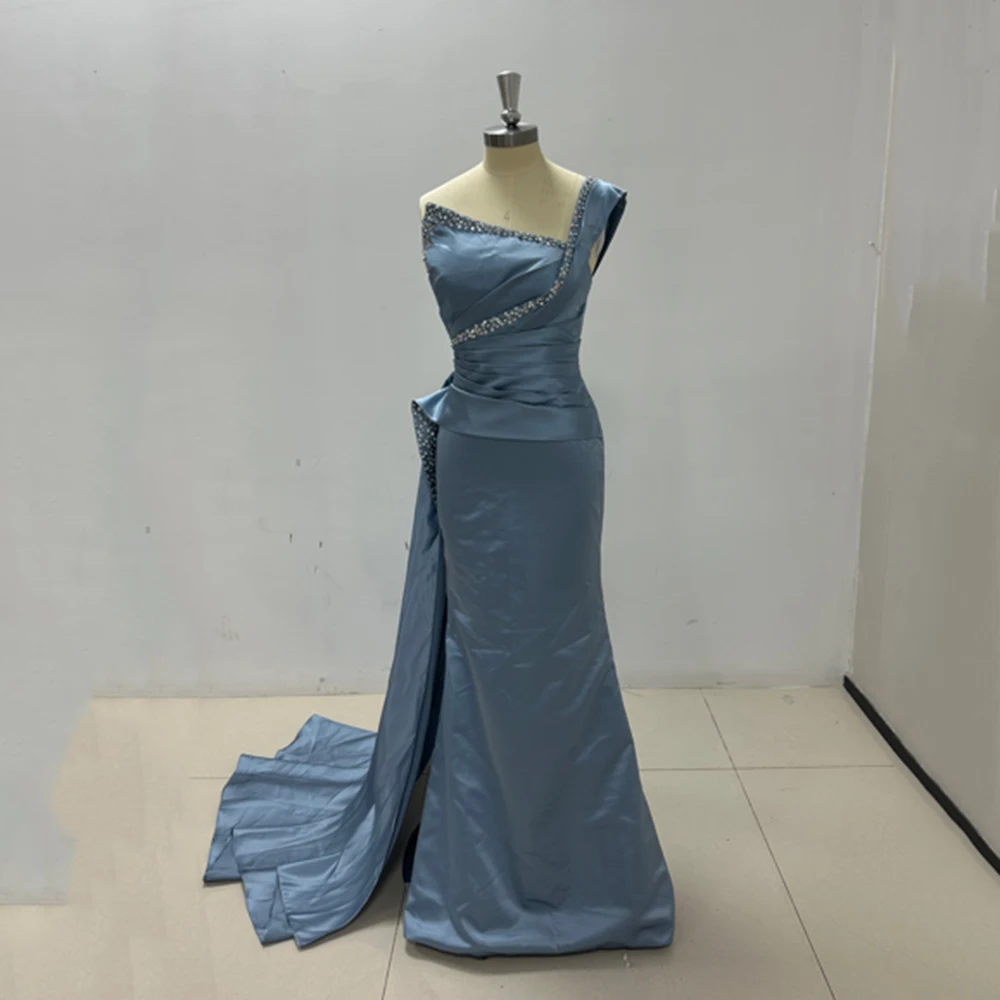 

Elegant Evening Dresses Women One Shoulder Sequins Boat Neck Asymmetrical Hem Dresses Female Banquet Celebrity Prom Party Gowns