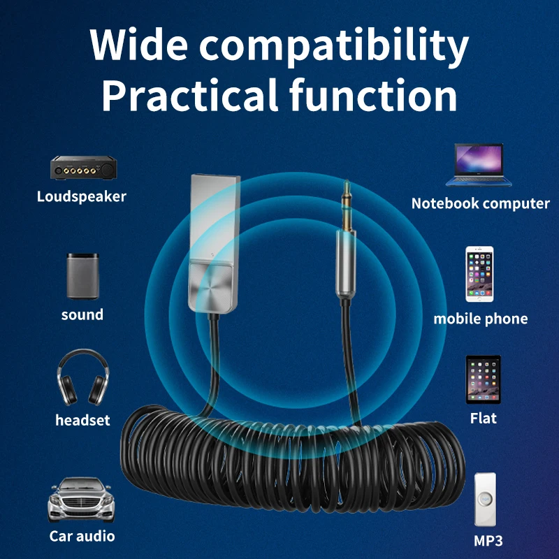 무선 블루투스 5.4 오디오 리시버 동글 USB - 3.5mm AUX 잭 차량용 오디오 핸즈프리 키트 (차량용 리시버 BT 송신, 마이크 포함) 썸네일 4