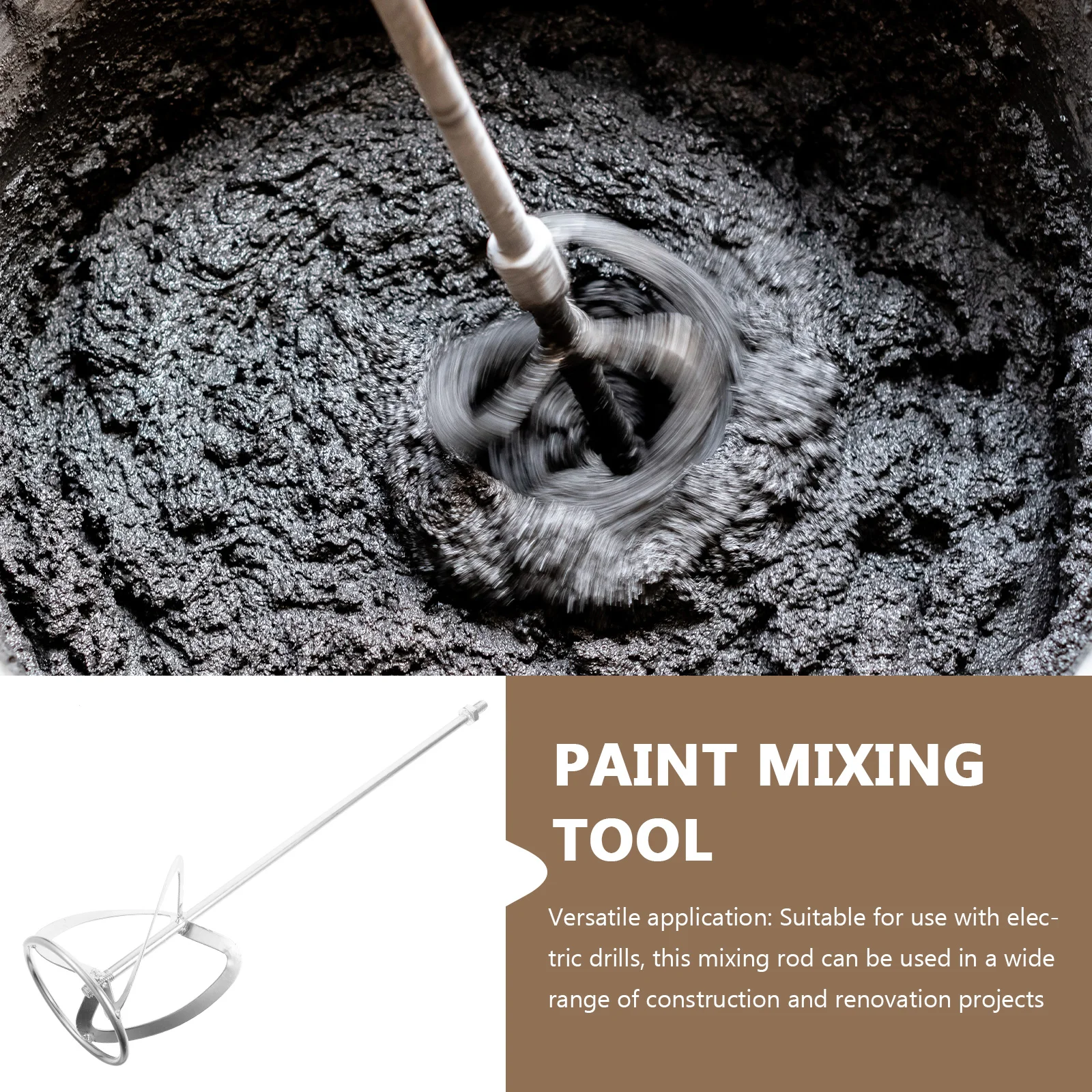 Screwdriver Stirring Rod Electric Whisk Steel Paint Mixer Part Silver Galvanized