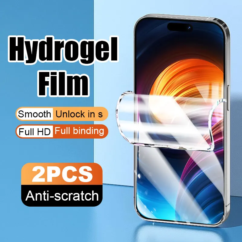 

Гидрогелевая пленка 2 шт., не стеклянная Защитная пленка для iPhone 16 Pro, 15 Plus, 14 Pro Max, 13, 12, 11, Мягкая полное покрытие, мягкая защита экрана