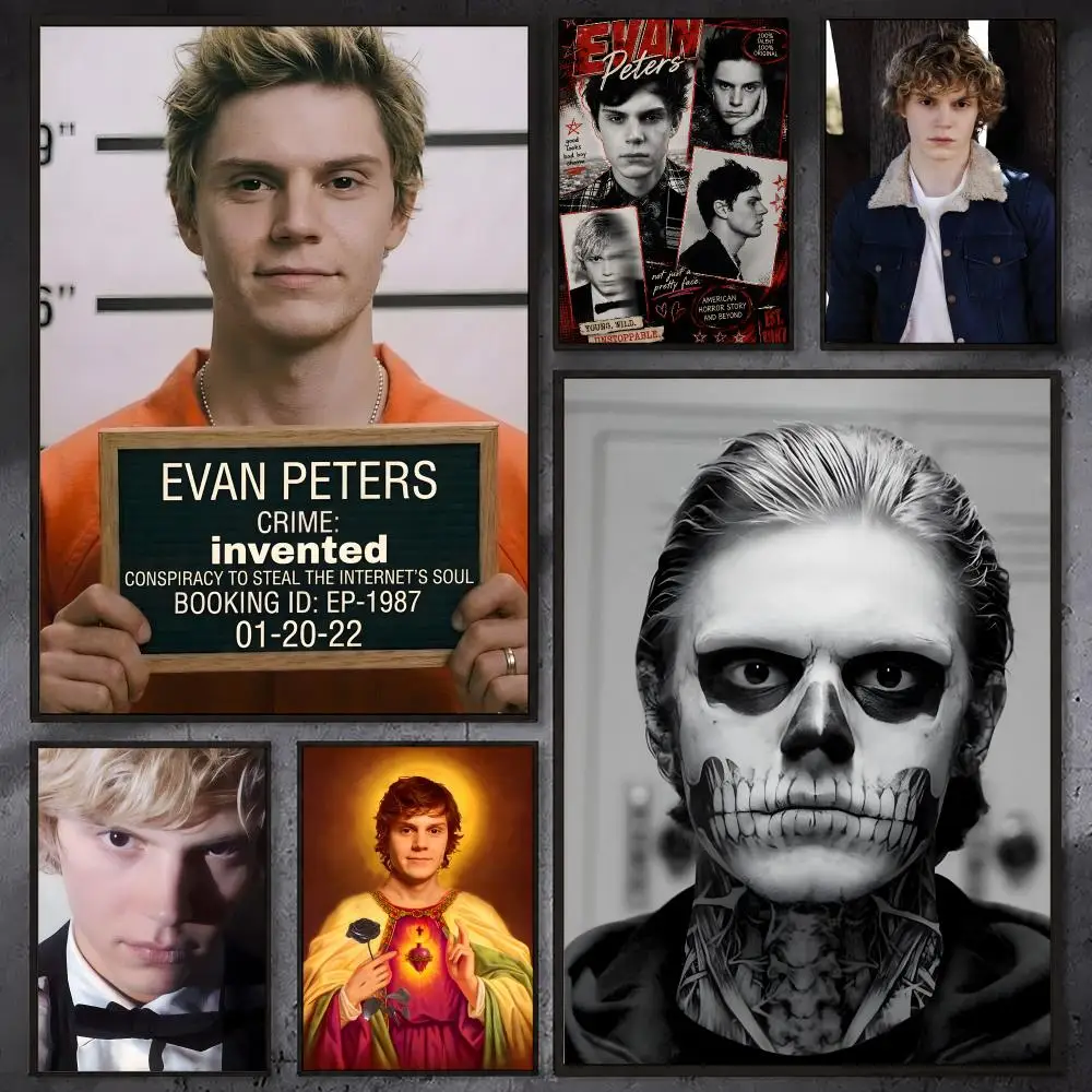 Handsome E-Evan Peters Sticky Poster HD Quality Wall Art Retro Posters For Home Room Wall Decor Kawaii Room Decor