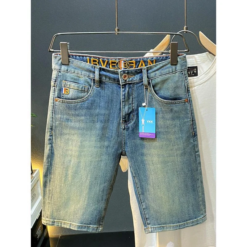 Summer Thin Denim Shorts For Men'S New American Casual Versatile Loose Straight Tube Washed Slim Fit Minimalist Youth Jeans