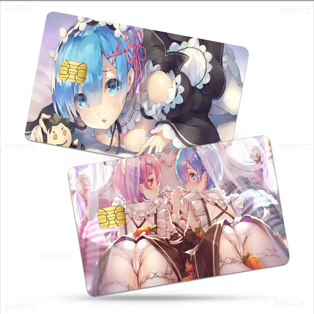 R-Re Zero S-Starting Life In Another W-World E-Emilia R-Rem Anime Spend Or Save Shell No Fade Sticker Cover Film For Credit Card