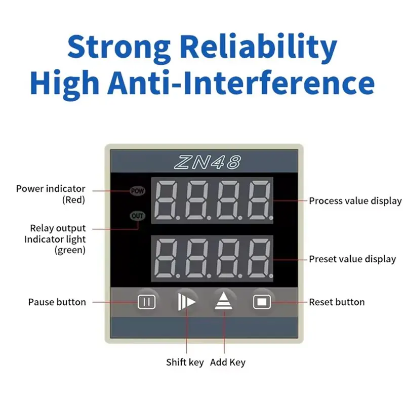 ZN48 Contatore relè temporizzato digitale Temporizzatore multifunzione Frequenza velocità di rotazione multifunzione DC12V-[A51I]