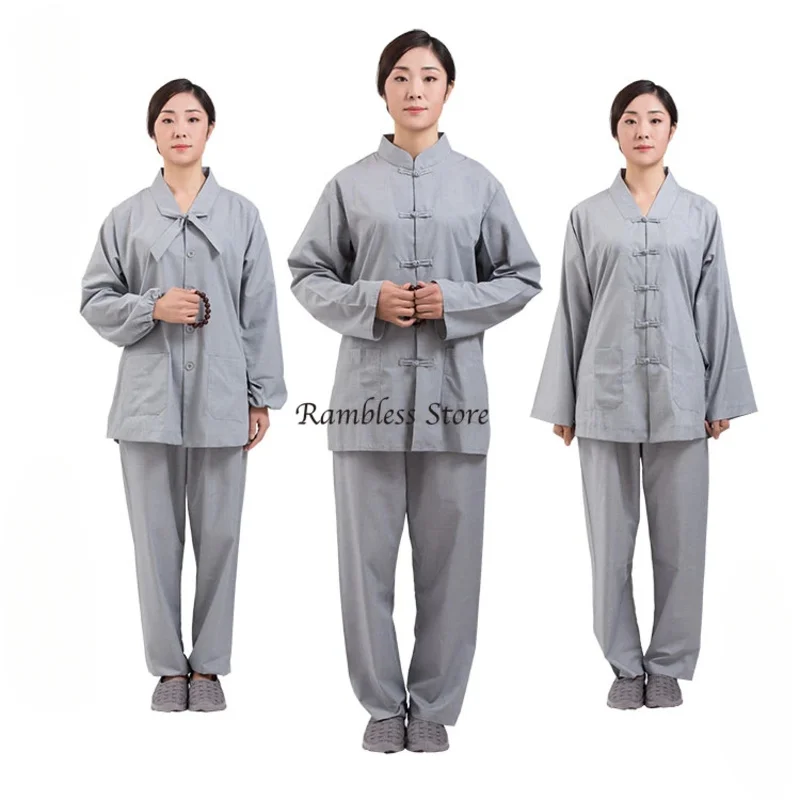 Traditional Chinese Buddhist Monk Clothing for Women Laymen Meditation Uniforms Sets Buddhism Monk Robes Clothes