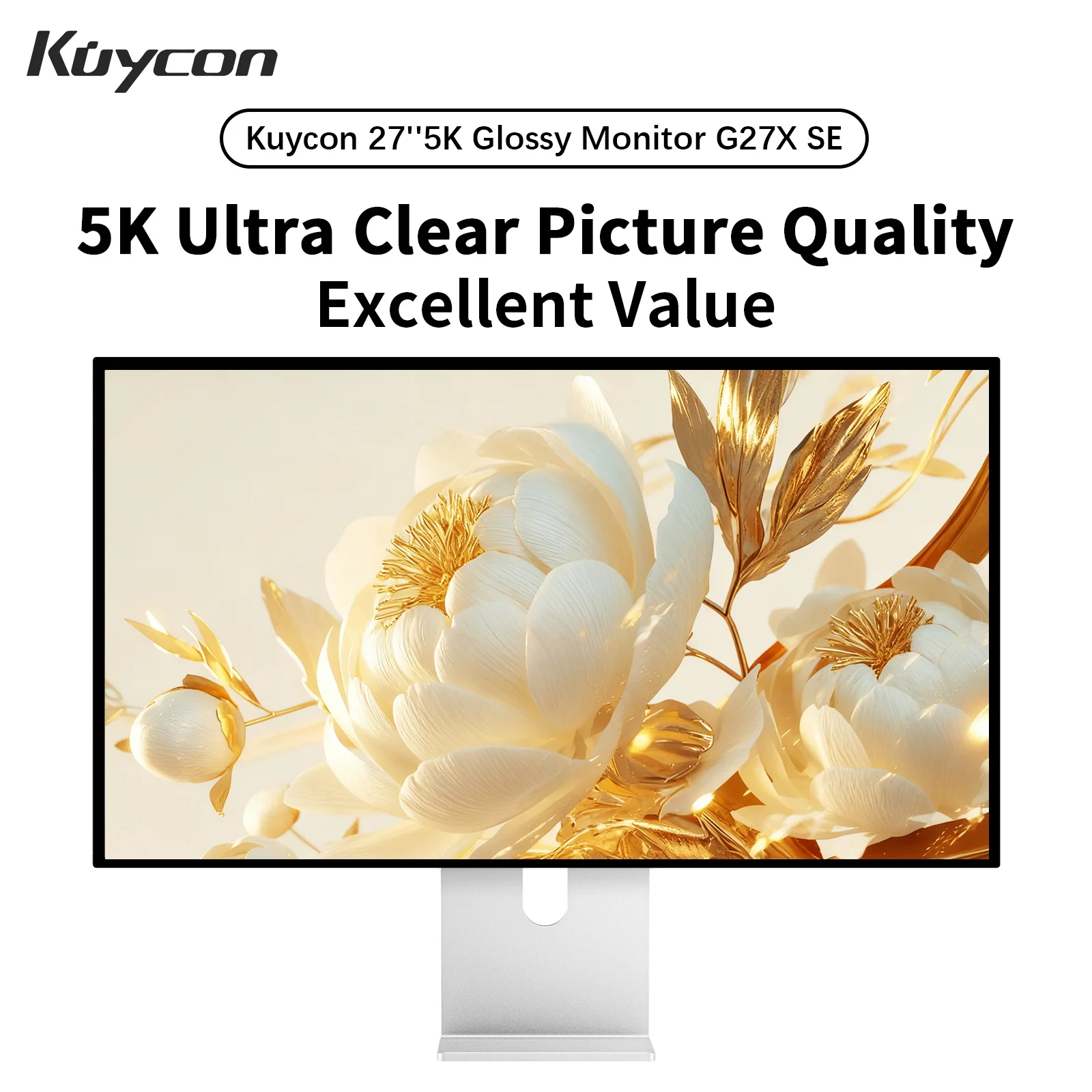 New Kuycon 27 Inch 5K Computer Monitor G27X-SE 10 Bit 99%sRGB Ultra-thin PC Display HDMI Type-C Ports PD100W Desktop Screen