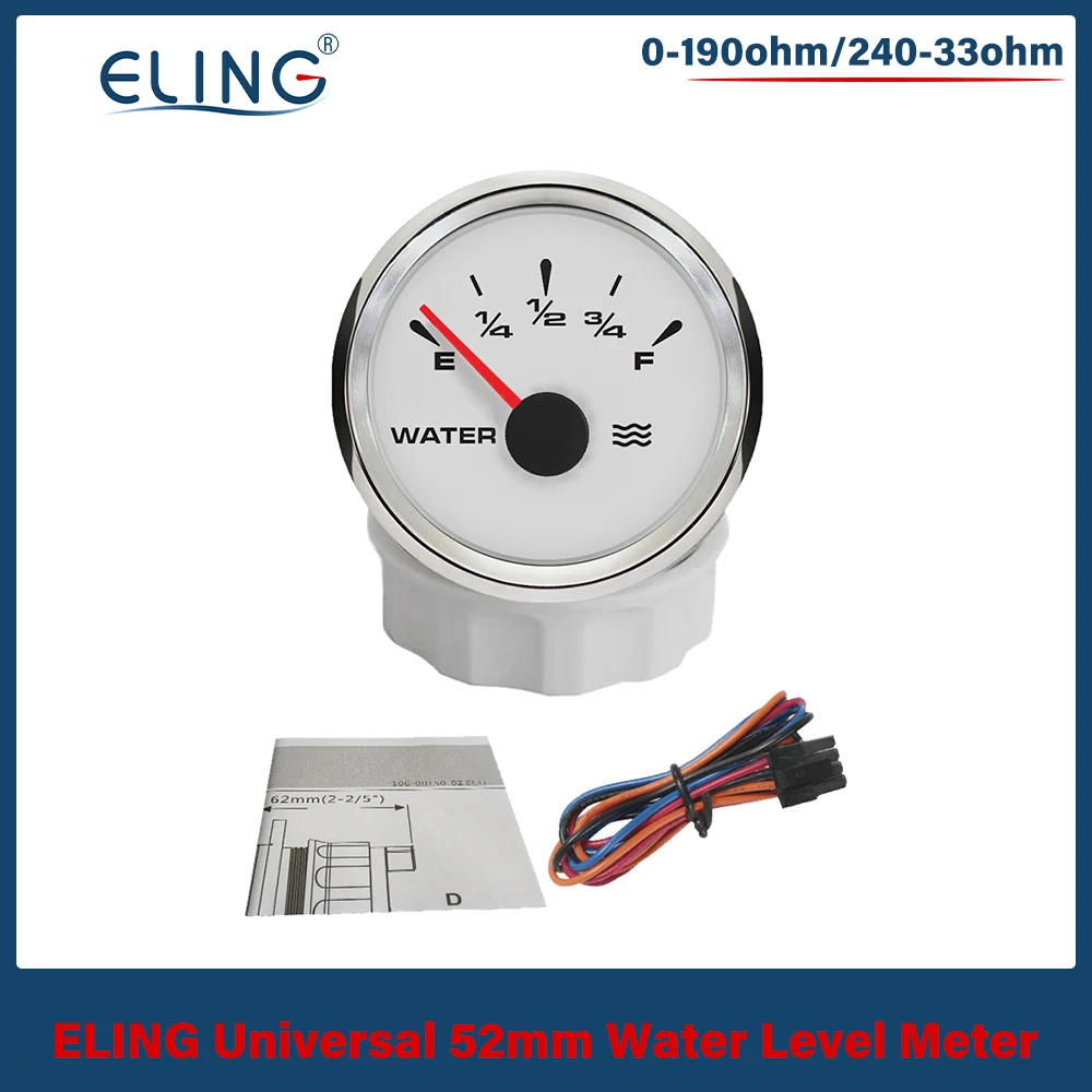 

Датчик уровня воды ELING 52 мм с регулируемым сигналом 0-190 Ом, 240-330 Ом, с 8-цветной подсветкой для автомобилей и лодок