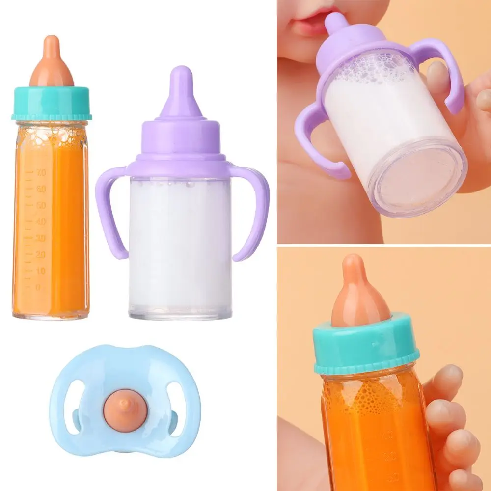 Muñecas Reborn de 18 pulgadas para recién nacidos, botellas de jugo, botella de pezón de plástico con chupete, baberos, botellas de leche mágicas