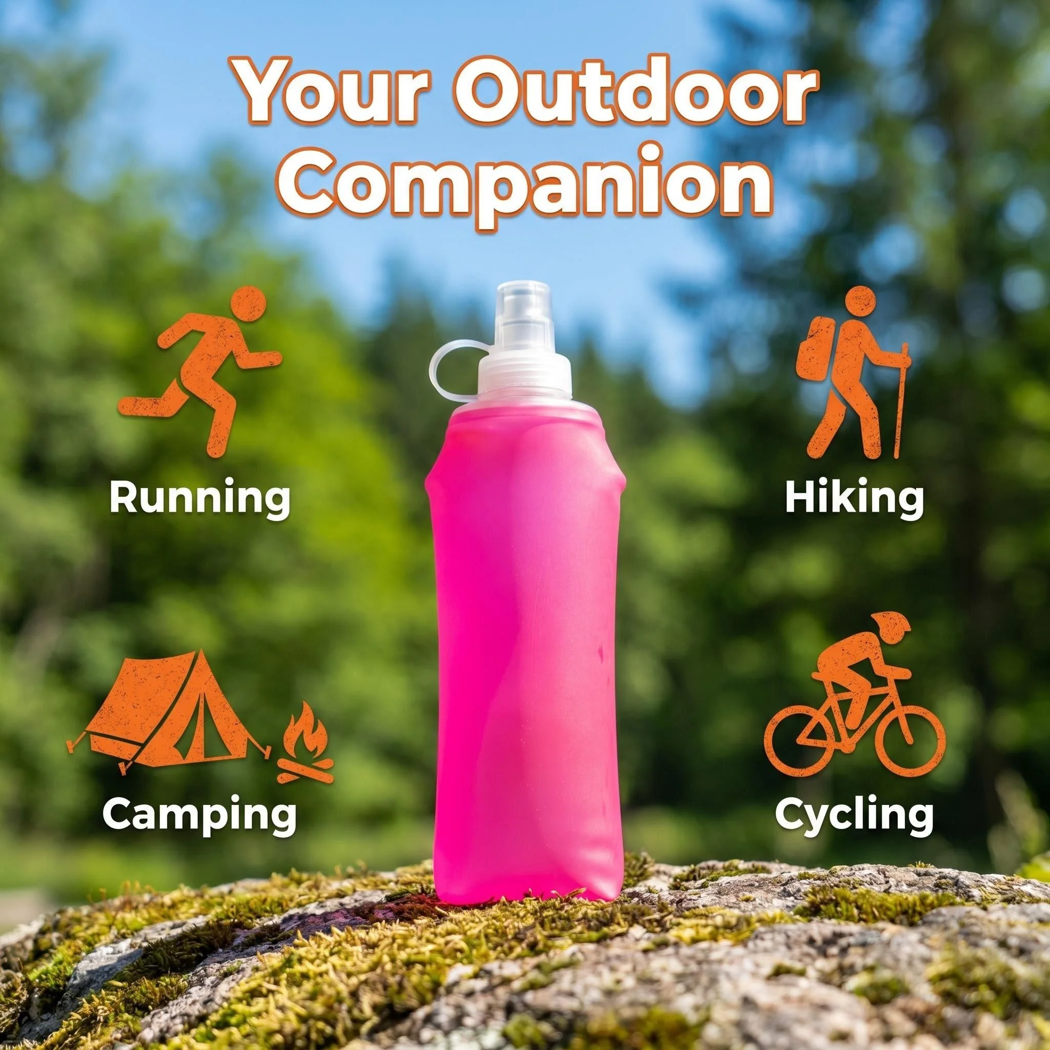 150ml/250ml/500ml Collapsible Silicone Water Bottle with Bite Valve, Outdoor Portable for Running Camping Hiking Travel
