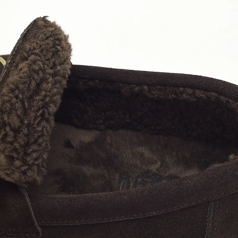 جلد المرأة المتسكعون قصيرة أفخم أحذية منصة الخريف الدافئة الانزلاق على الصوف الشقق جولة تو أحذية امرأة مريحة الأحذية #4