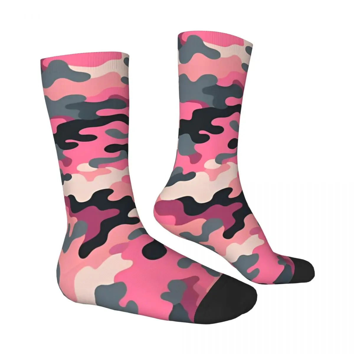 Pink Fusion Camo Camouflage Stockings Custom Retro Socks Spring Non Slip Socks Men's Cycling Breathable Socks