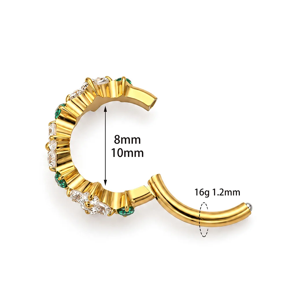 ASTM F136 Titan-Ohrstecker mit vierblättrigem Kleeblatt-Kranz, hypoallergen, minimalistisch, für Helix, Tragus, Conch, Piercing-Schmuck – Detail 2