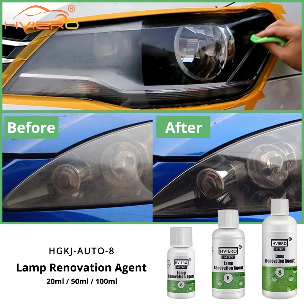 HVIERO 20ml-50ml-100ml Auto Car Accessorie Polishing Agent Headlight Bright White Repair Lamp Cleaning Window Glass Cleaner Tool