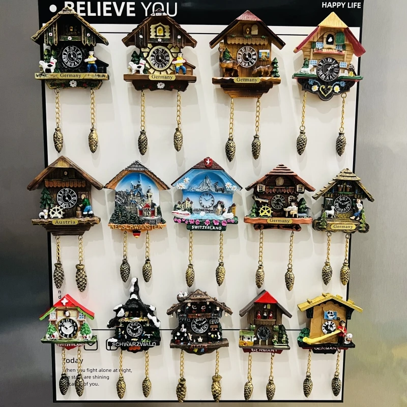 ألمانيا، سويسرا، النمسا، مونيخ، شوارزولد، ساعة الوقواق، مجسمة ثلاثية الأبعاد، هدايا تذكارية للسياحة، مغناطيس الثلاجة #1
