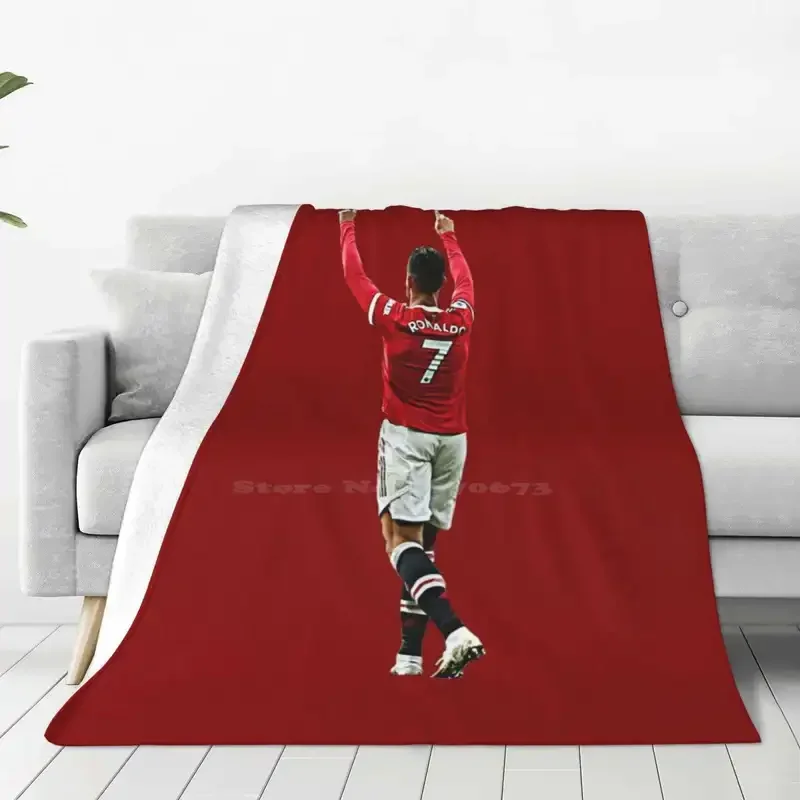 Welcome back to legend Cristiano Mu football red devil Devil Ronaldo Ronaldo Trend style funny fashion soft throw blanket