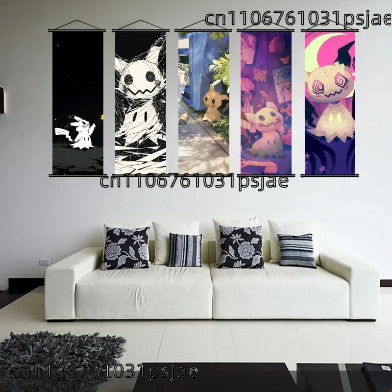 Stunning Mimikyu Scroll Decor, Hi - Qual., Show Allure, for Collectors, Add Whimsy To Space, Vivid Art for Ghost - Type Fans