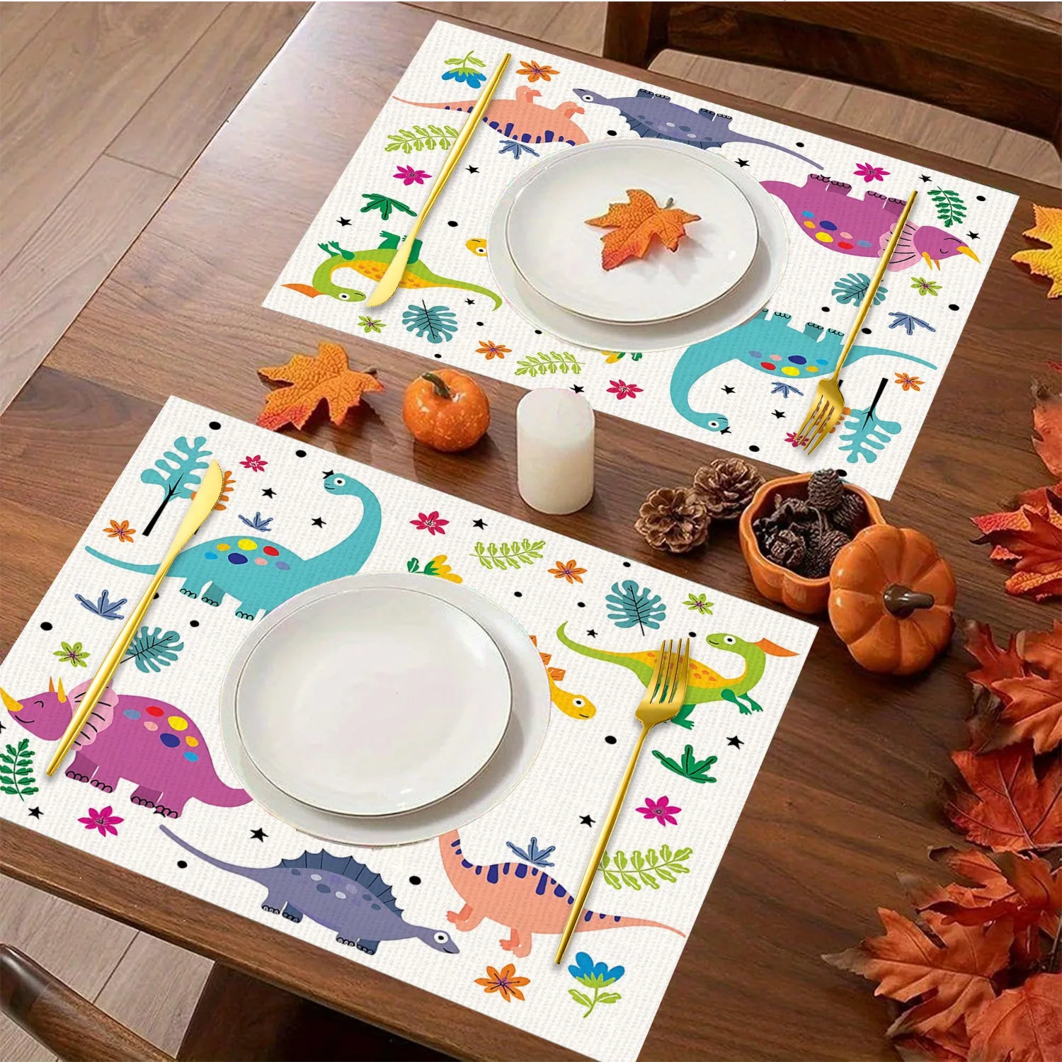 1/2/4pcs Custom Name/Message/Date/Text Placemats Suitable for Family, Friends Table Mats with Custom Dinosaur Kitchen Decoration