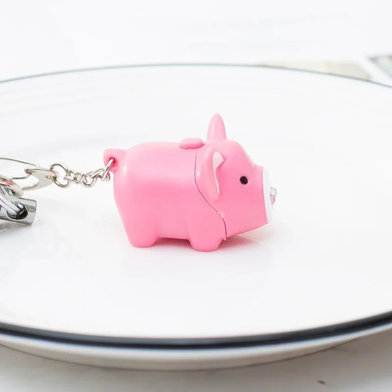 Mini LED Keychain Light Cute Pig LED Lights Cartoon Pig Key Ring Decoration Accessories Backpack Ornament