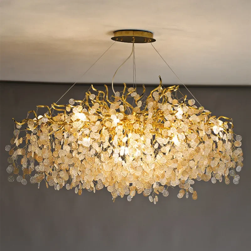 

Modern Crystal Branch Gold Led Chandeliers Lighting Living Dining Room Pendant Lights Home Decor Bedroom Hanging Lamp Luminaire