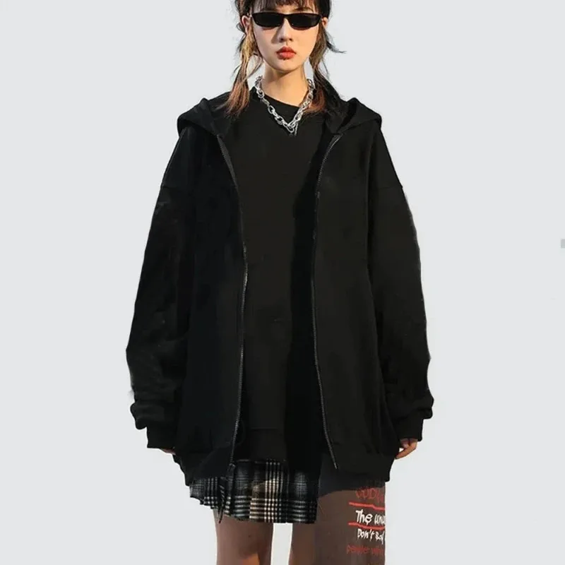 Men Women Hoodies Jacket Casual Long Sleeve Zip Hooded Sweatshirts Y2k Harajuku Cardigan Men Jacket Tops