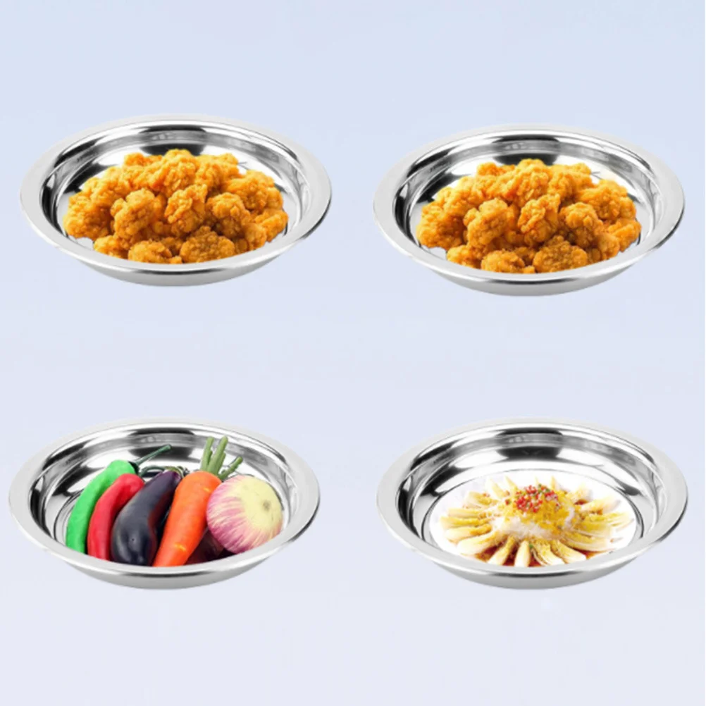 

Stainless Steel Dumpling Plate Round Double Layer Draining Tray For Fries Sushi Fruits Vegetables Multifunction Steaming