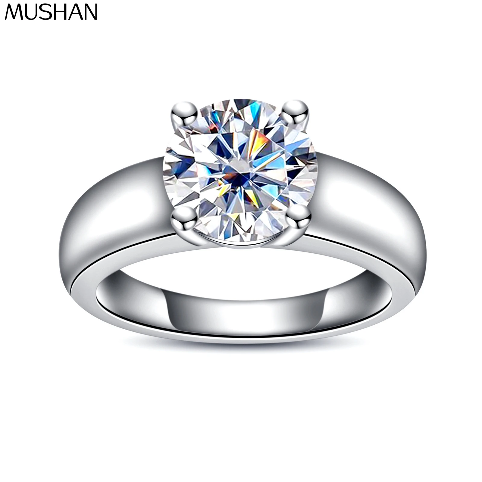 

MuShan Brand Jewelry 925 Sterling Silver Ring VVS Moissanite Glamorous Ring for Wife 18K Gold Plated MST Patent GRA Fine Rings