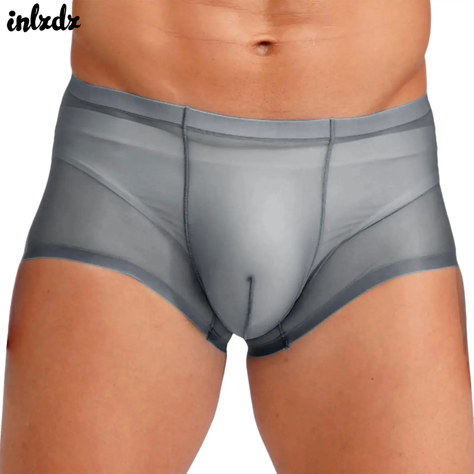 

Mens Lingerie See Through Boxer Briefs Underpants Ultra Thin Ice Silk Underwear Low Waist Bulge Pouch Hot Sexy Shorts Underwear