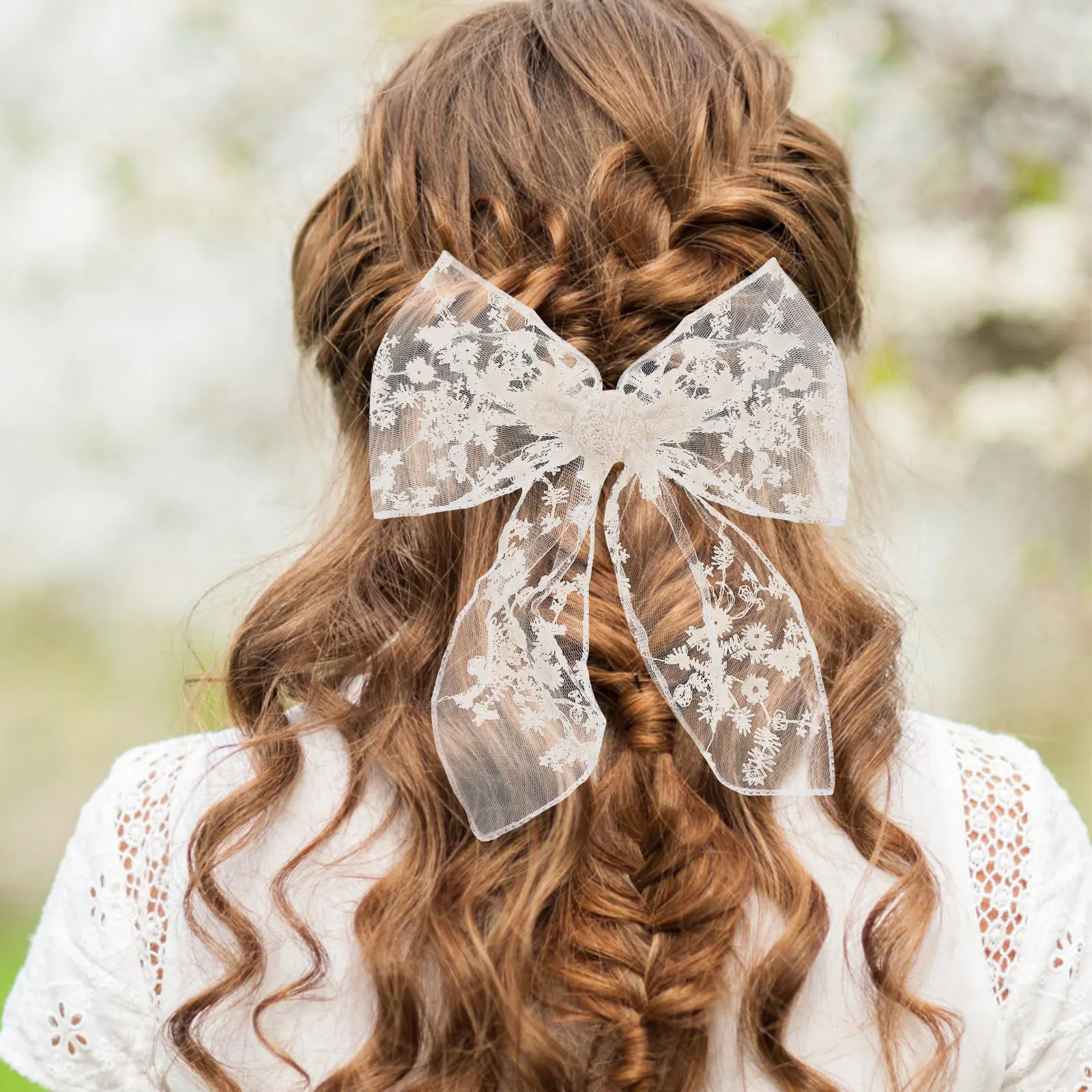 

2Pcs Lace Bow Hair Clips Women Large Bows for Girls Vintage Accessories Wedding Prom Birthday Christmas Hair Bows