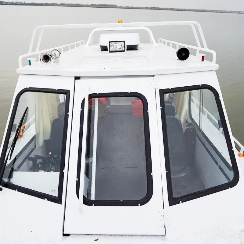 25ft Aluminum Alloy High-Speed Craft Fishing Boat Half Top Passenger Yacht with Optional Outboard Motor for Tours Marine Leisure