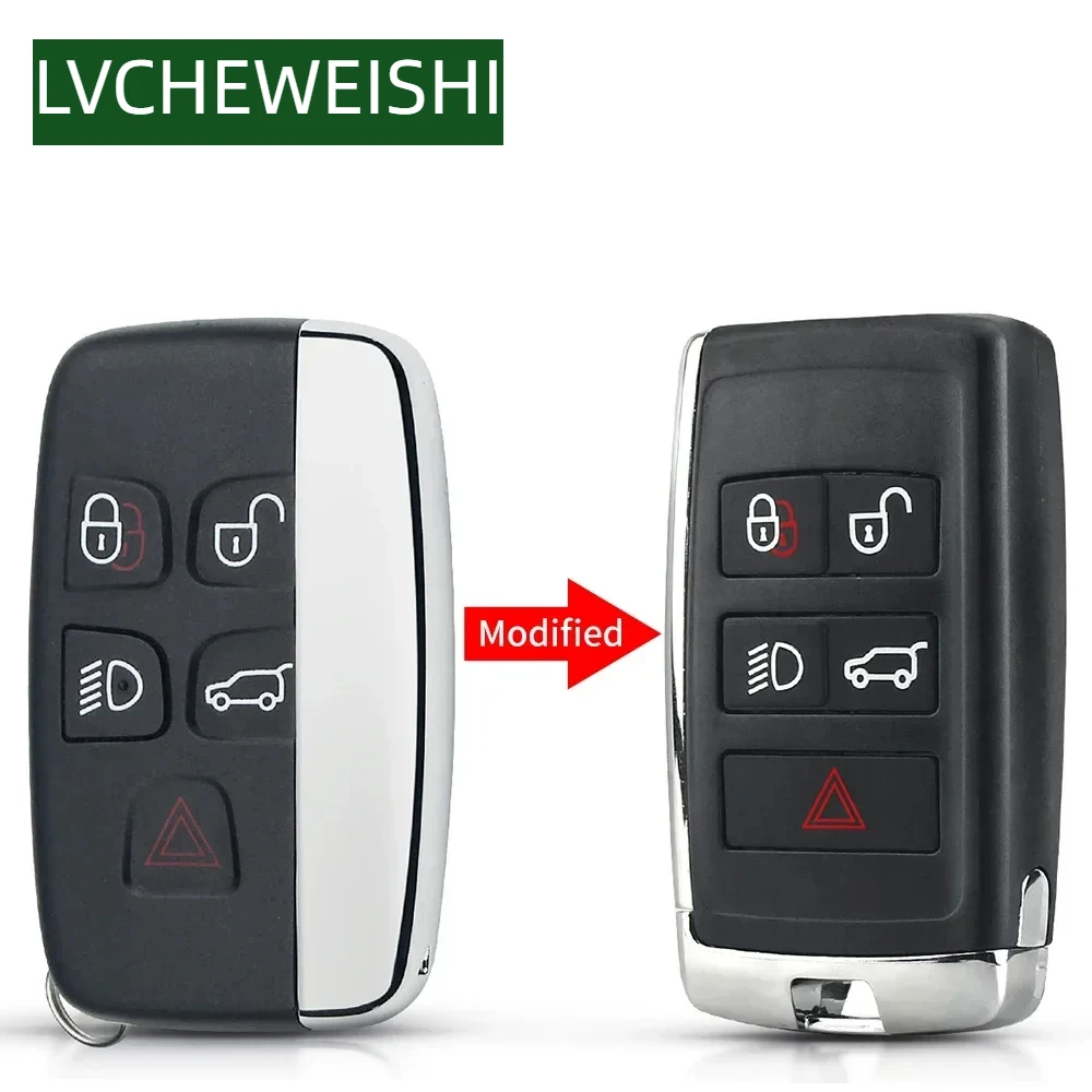 

KEYYOU Modified For Range Rover For JAGUAR XE XF For Land Rover Discovery 4 Sport Evoque Vogue 5 Button Remote Car Key Shell